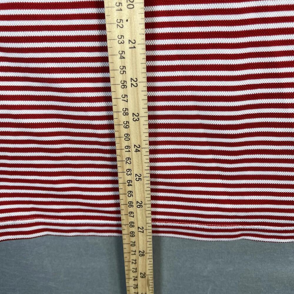 Nike Polo Shirt Mens XL Red White Striped Dri Fit Standard Performance Knit - Picture 7 of 7